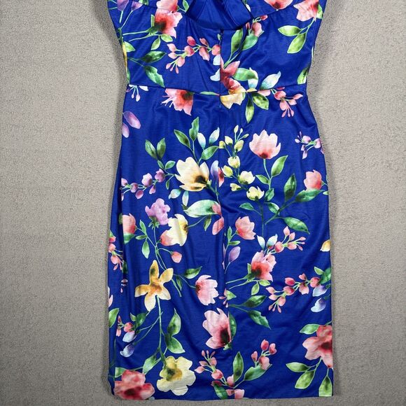 Guess Women’s Size 12 Tulip Cocktail Mini Dress Blue Flowers Knee Length Wedding - Picture 13 of 16